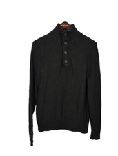Banana Republic Sweater Mens Medium Brown Textured Knit 1/2 Button Mock Neck