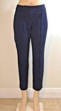  315 ST. JOHN SPORT Size 6 Navy Ponte Knit Pintuck Sleek Trouser Ankle Pants