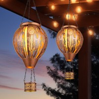 AußEnleuchte Solarlampe HeißLuftballon Kupfer HäNgeleuchte Led Feuereffekt 2X