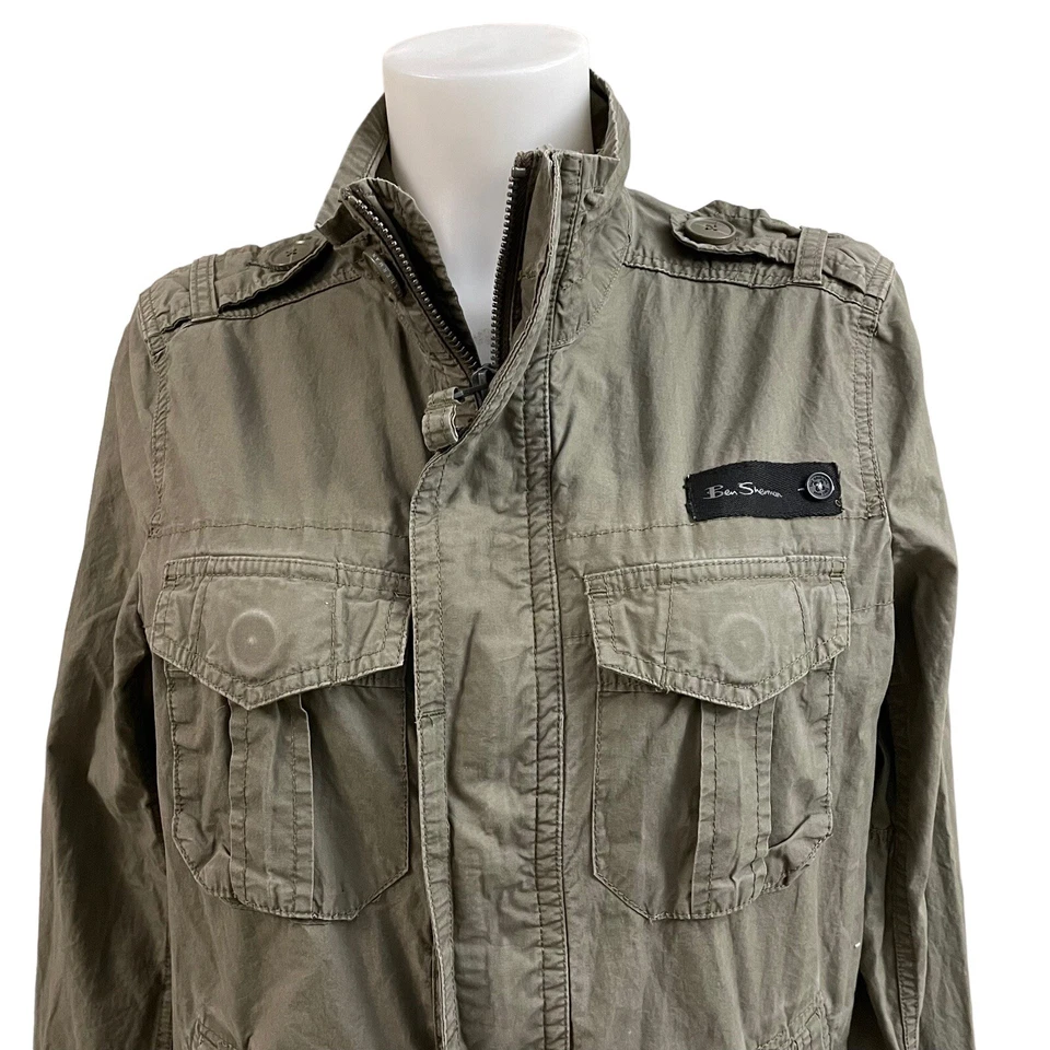 Ben Sherman 女式全拉链实用夹克军用绿色中号 — 第 2/4 张图片