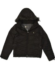 Dc Womens Hooded Padded Jacket Uk 14 Medium Black Polyester Eh11