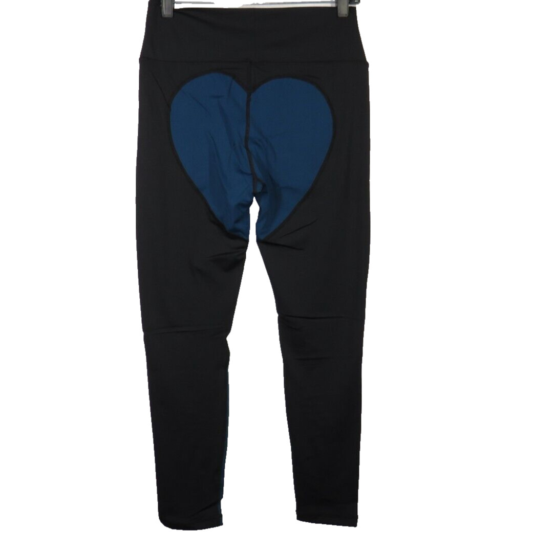 EVREE X Barbella Black Blue Heart Booty Contour Detail Bella Leggings Size XL