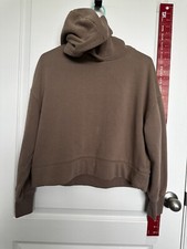 Zara Women s Cropped Sweatshirt Size Small Hooded Brown Long Sleeve cotton