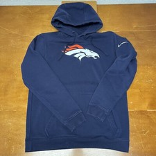 Denver Broncos Hoodie Mens Medium Blue Pullover Fleece Sweatshirt NFL Nike