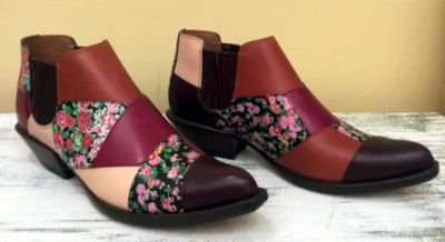 Coach Leather Patchwork Multicolor Floral Booties Size EU36.5/US