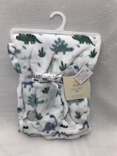 Boys Lullaby Dinosaur Luxury Baby Blanket Security Lovey Dino Fleece Green Gray