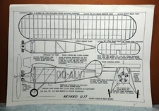 RENARD R.17 MONOPLANE BALSA FREE FLIGHT MODEL AIRPLANE PLANS 13" WINGSPAN