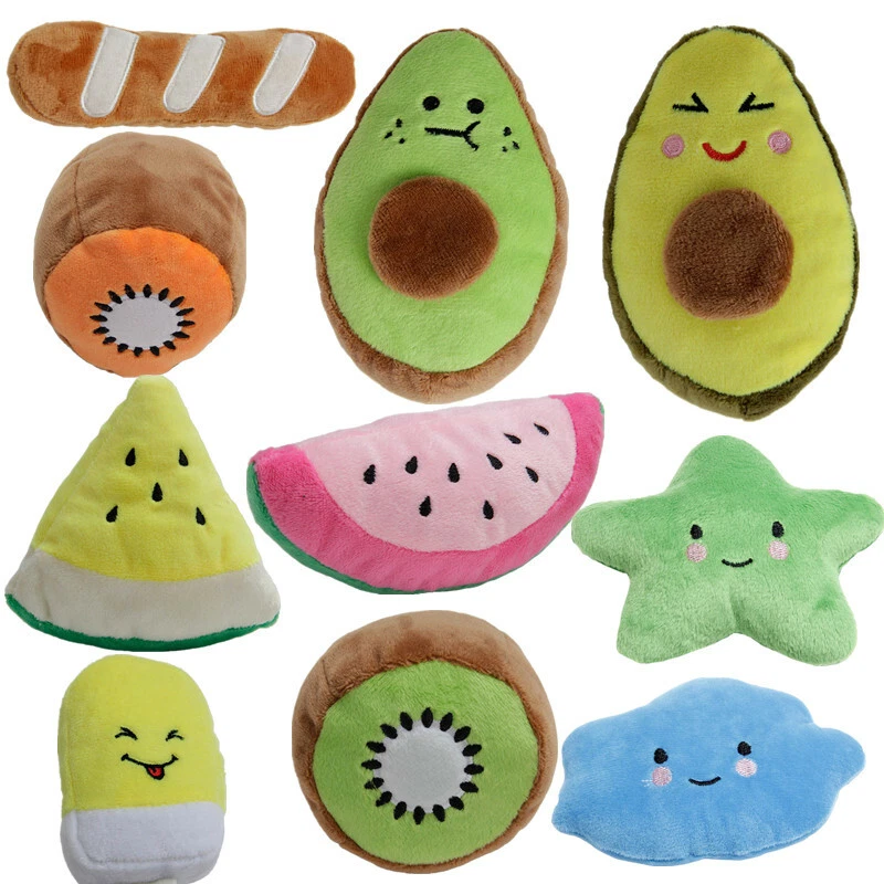 5 Pack Squeaky Dog Toys Plush Animals Fruit Vegetable Dog Toy Set for Puppy  For Small Dogs 