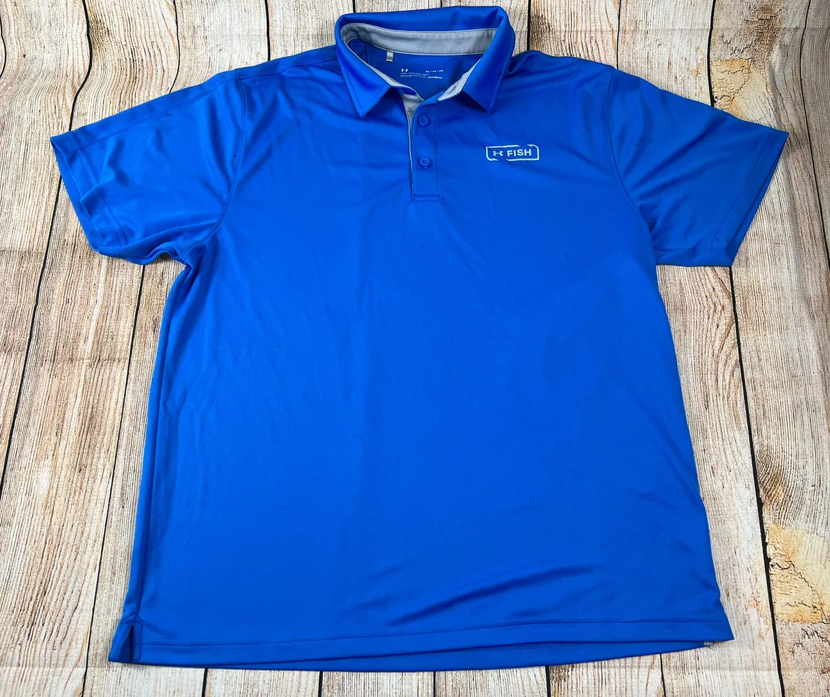 Mens Under Armour Fish Blue Polo Shirt Size XL eBay