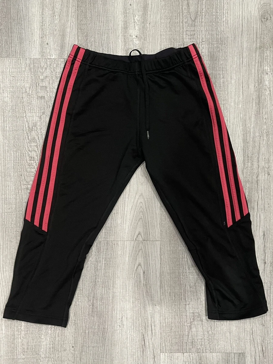 Adidas Girls 3-Stripe Capri Leggings Size M Medium Pink And Black