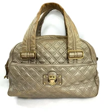 Marc Jacobs Ursula Bronze Quilted Leather Large Bowler Shoulder Bag Purse Rare