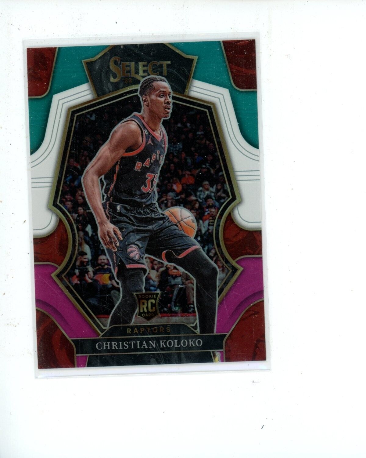 2022-23 Panini Select Teal Pink White Prizm #185 Christian Koloko RC #d 30/49