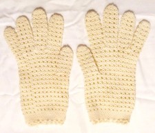 Vintage Mid-Century Women's Size Small Cream White Crochet Lace Dress Gloves