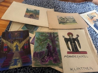 German Artist Portfolio, Kunter. Drawings, Paintings? Pastels, Ink, Color Pencil
