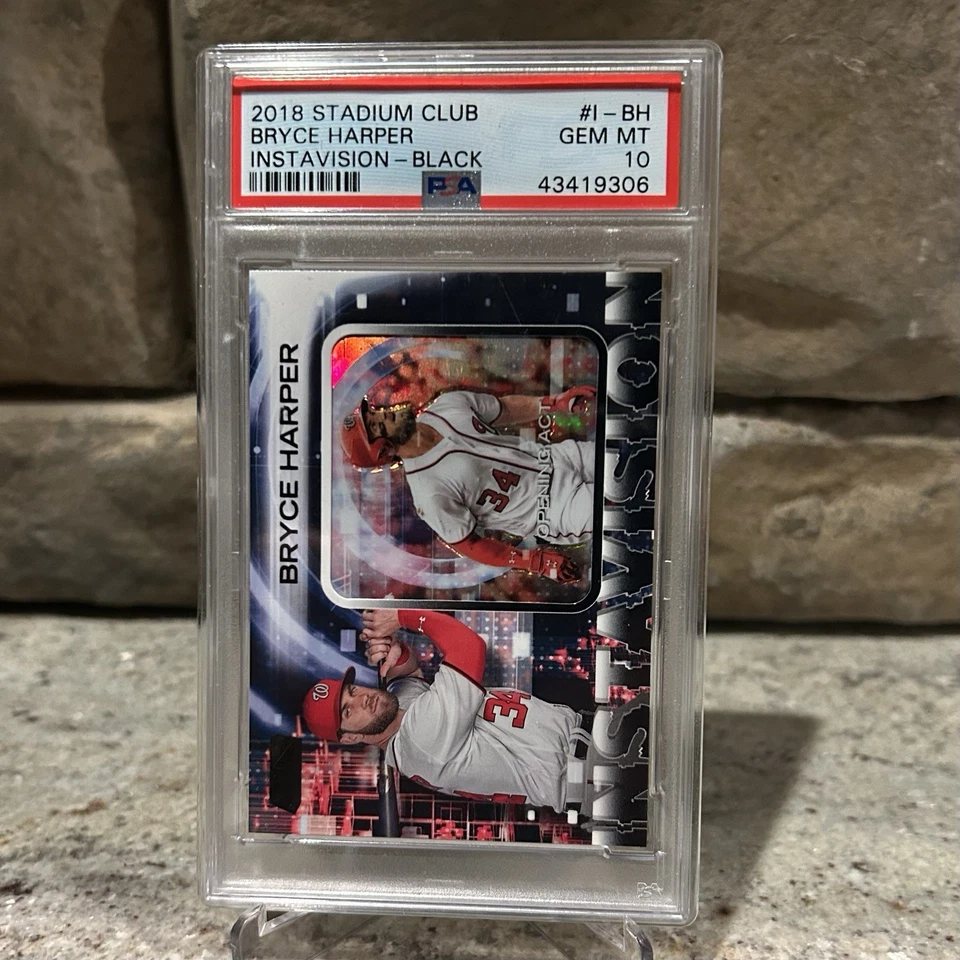 2018 Stadium Club Bryce Harper Instavision-Black #1-BH /25 PSA 10 -Population 1 - Image 2 of 4