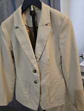 J. Crew Women's Khaki Linen Blend Blazer Size 2 Pre-owned Excellent Condition