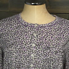 Aria Womens Ballet Nightgown M Soft Velour Purple Pleated Ditsy Floral Pockets