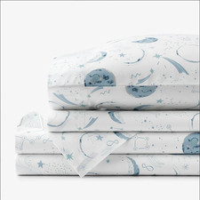 Company Kids Night Sky Organic Cotton Percale Bed Sheet Set Blue Twin