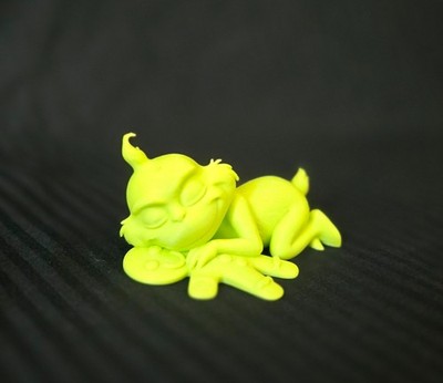 3D Printed Cute Green Creature Figurine | Funny Sleepy Desk Buddy