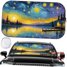 Car Windshield Sun Shade - Reflector Sunshade Offers Ultimate Purple Starry Sky