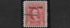 US Scott R515, Revenue Documentary, 5 Cent, Used, NG, F/VF Series 1949