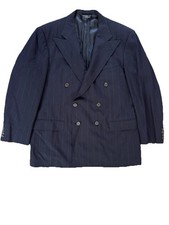 Vintage Polo Ralph Lauren Wool Pinstripe Double Breasted Blazer 42R Union Made