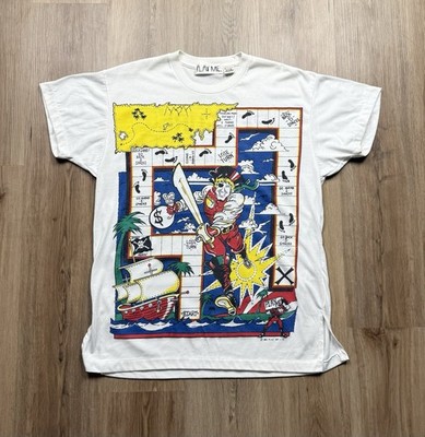 VINTAGE Play Me Treasure Me Board Game Double Sided Novelty T-Shirt Size Medium