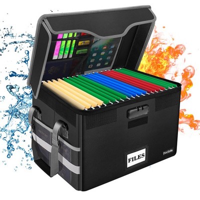 File Box Fireproof Document Box with Lock,File Storage Organizer Box with Mesh P