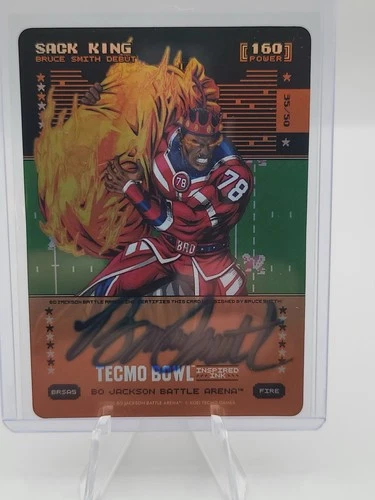 2026 Bo Jackson Battle Arena Tecmo SACK KING Auto Bruce Smith /50 Fire INK