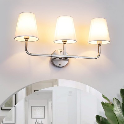 Bathroom Light Fixtures, 3-Light Wall Sconce, Brushed Nickel Vanity Lights Ov...