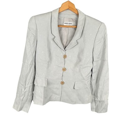 Giorgio Armani Le Collezioni Womens Grey Jacquard Blazer Jacket Italy Size 44 10