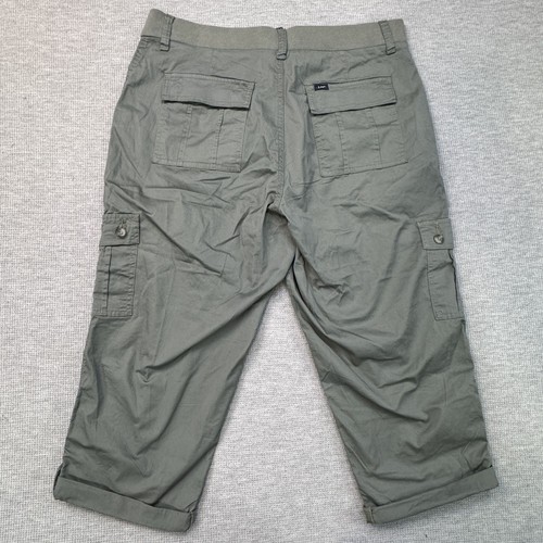 Lee Womens Cargo Capri Pants Size 16W Medium Flex-To-Go Olive Green Pockets NEW - Picture 2 of 16