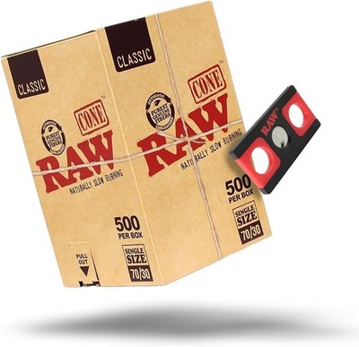 RAW Classic Dogwalker Mini 70/30 Cones 500 count Small Pre-Rolled Classic Papers