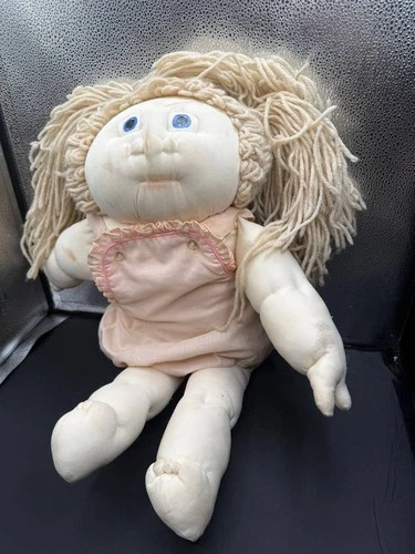Vintage 1985 Xavier Roberts Cabbage Patch Soft Doll Blonde Hair Blue Eyes Romper