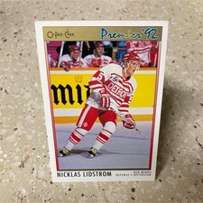 O-Pee-Chee 1991-92 Premier Nicklas Lidstrom #117 Rookie NHL Card Red Wings. rookie card picture