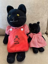 1979 Allie Cat Plush Set: 19in With Dress and Apron plus 12in Cat with Dress
