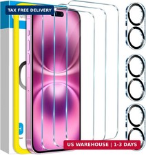 for 3Pack iPhone 16 Screen Protector with 3Pack Camera Lens Protector, 9H