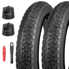 2 Pack 24 Inch Fat E-bike Tire Set 24x3.0 Heavy Duty Tires Tubes