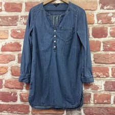 Express Shirt Dress Womens Small Petite Blue Chambray Denim Casual Pocketed