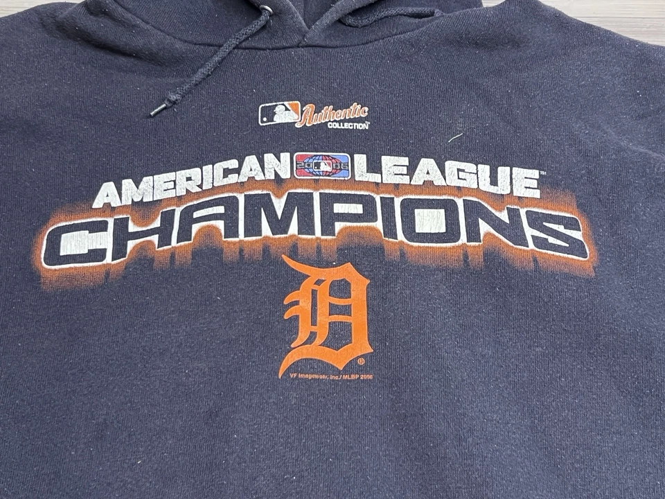 Sudadera con capucha Lee vintage de los Tigres de Detroit para hombre talla grande 2006 campeones de la Liga Americana Foto 3 de 4