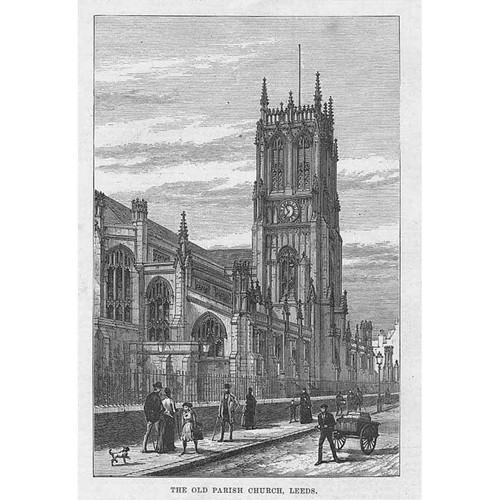 LEEDS The Old Parish Church - Antique Print 1885