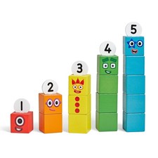 hand2mind Numberblocks One to Five Wooden Blocks, Wood Large, Multicolor