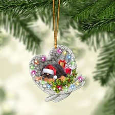 Rottweiler Dog Sleep In Angel Wing Ornament Decor, Memorial Dog Christmas Gift