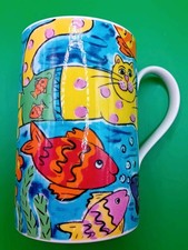 DUNOON STONEWARE MUG CRAZY CATS BY JANE BROOKSHAW VGC