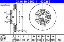 2x ATE Bremsscheibe 24.0130-0262.1 für MERCEDES GLB X247 GLA H247 CLA C118 W177