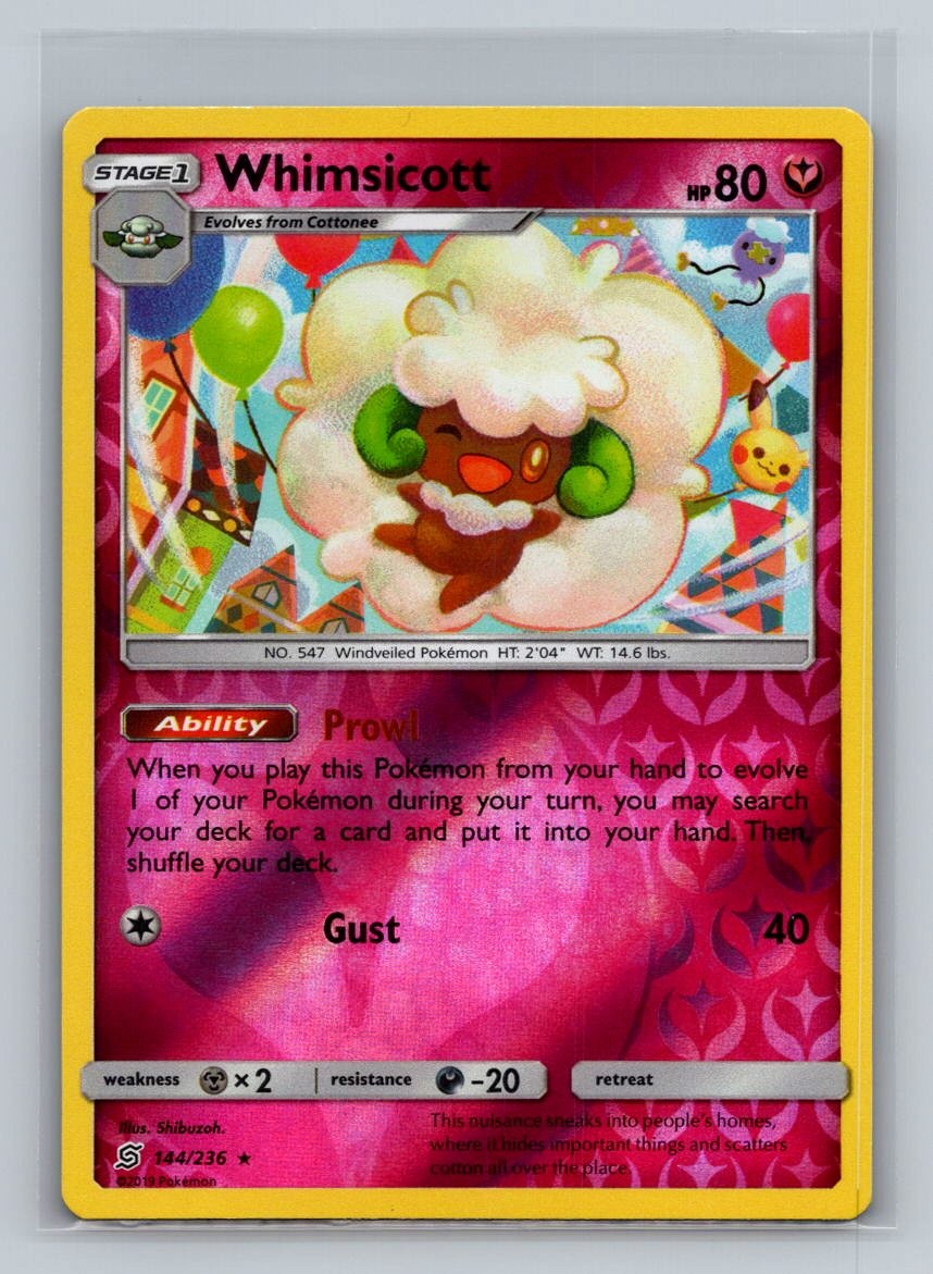 WHIMSICOTT 144 R UNIFIED MINDS POKEMON REVERSE HOLO NM/M