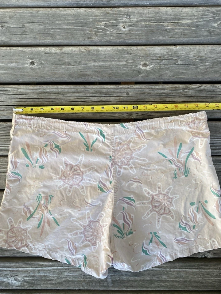 复古 50 年代夏威夷游泳短裤沙滩冲浪 MCM 衬衫 新奇印花 大号 — 第 3/4 张图片