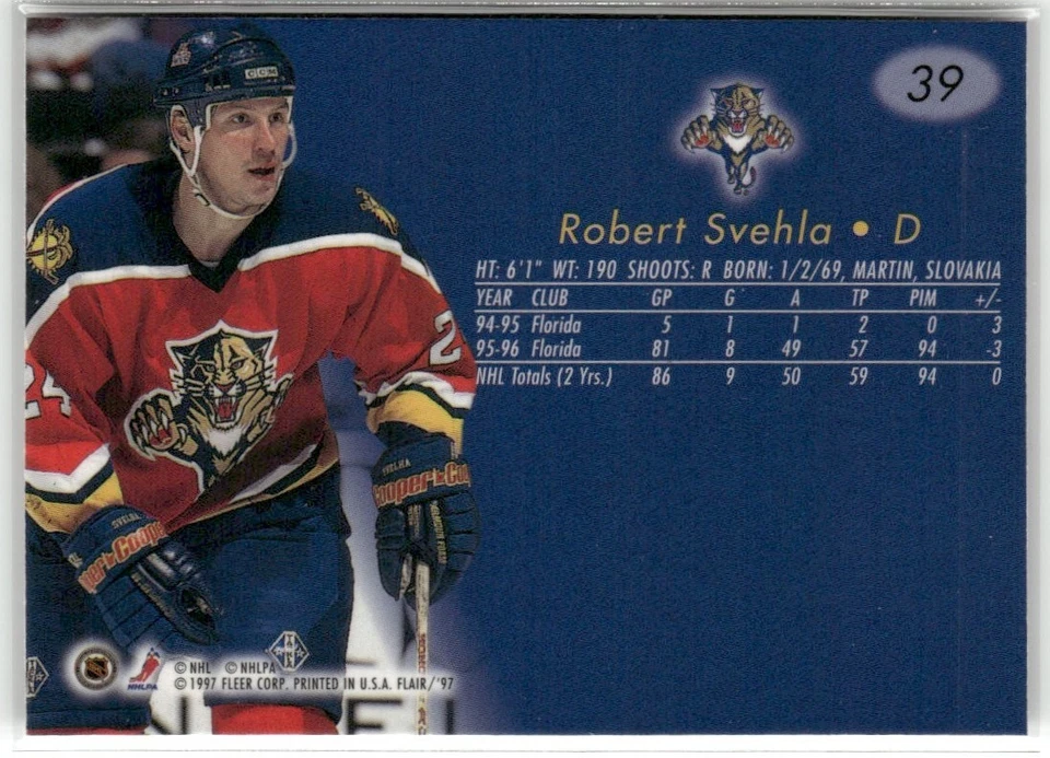 1996-97 FLAIR ALL STAR ROBERT SVEHLA FLORIDA PANTHERS #39 - Image 2 of 3
