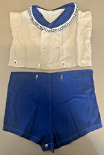 Vintage 1940/50s Girls Toddlers Blue Summer Outfit Handmade