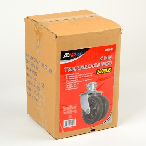 6" Dual Wheel Jack Caster Wheel W/ Pin, 360 Degree Swivel - Picture 2 of 3